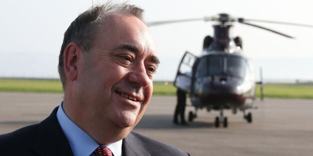 First Minister Alex Salmond arrives by Helicopter at Dundee Airport for the campaign trail ahead of the Scottish independence referendum, as he and the Deputy First Minister of Scotland Nicola Sturgeon are aiming to visit Scotland's seven cities in one day.