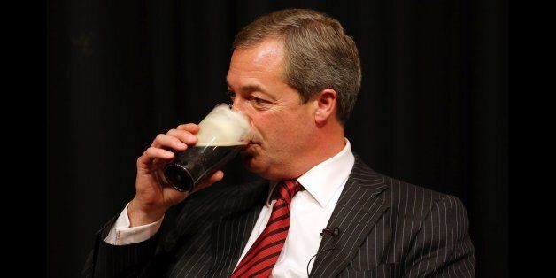 UK Independence Party Leader Nigel Farage during 'A beer and a fag with Farage' event at the Comedy Store in Manchester, on the second day of the Conservative Party Conference in Manchester.