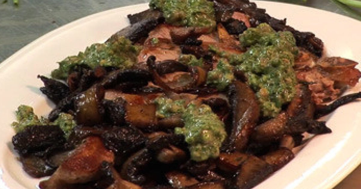 Recipe of the Week Pork Chop With Portobello Mushrooms and Salsa Verde