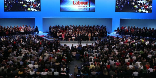 Labour leader Ed Miliband making his keynote speech to delegates during his Party's annual conference at The Brighton Centre, Brighton.