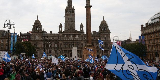 Supporters at a Yes Rally in George Square ahead of voting in the Scottish Referendum on September18th.