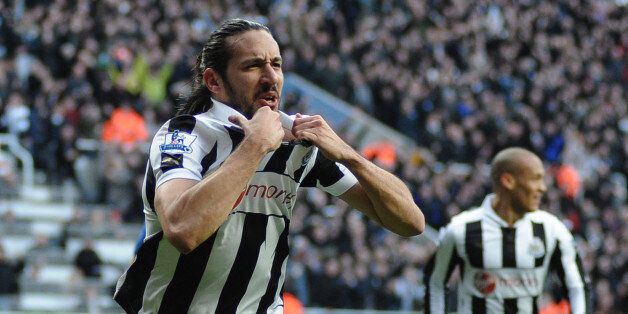 NEWCASTLE, ENGLAND - FEBRUARY 02: Jonas Gutierrez of Newcastle United celebrates scoring the opening goal during the Barclays Premier League match between Newcastle United and Chelsea at St James' Park on February 02, 2013 in Newcastle upon Tyne, England. (Photo by Serena Taylor/Newcastle United via Getty Images)
