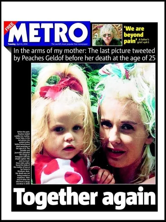 Like Paula Yates, Peaches Geldof could not resist the showbiz