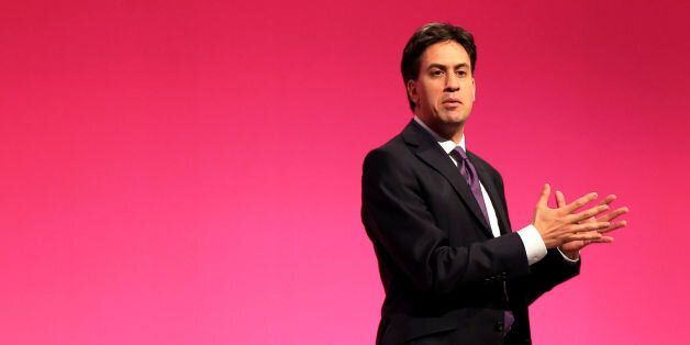 Labour Leader Ed Miliband on stage at Manchester Central, during the Labour Party Annual Conference.
