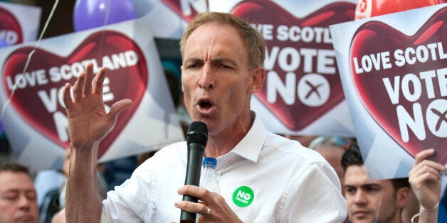 Jim Murphy MP, Shadow Secretary of State for International Development, speaks from a soapbox in support of the Union on the final day of his 100 Streets in 100 Days Better Together tour, in Sauchiehall Street, Glasgow.