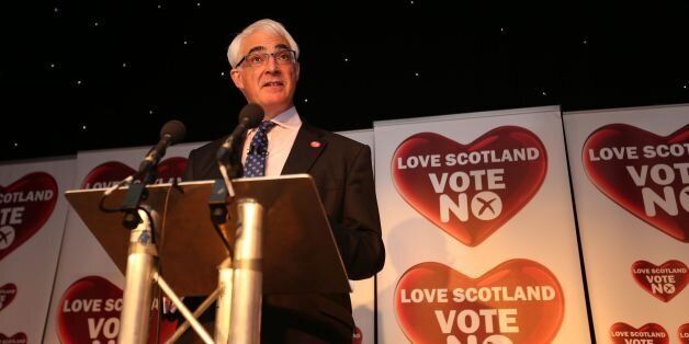 Leader of the Better Together campaign Alistair Darling makes a speech at The Marriot hotel in Glasgow. Scotland has rejected independence. Glasgow voted for independence but the margin of victory was not large enough to give Alex Salmond and his campaign the momentum they need.