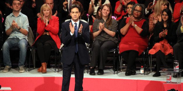 Labour leader Ed Miliband making his keynote speech to delegates during his Party's annual conference at Manchester Central Convention Complex.