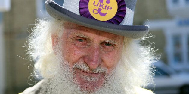 UKIP supporter Roger Henson on the local campaign trail in Ramsey Cambridgeshire.