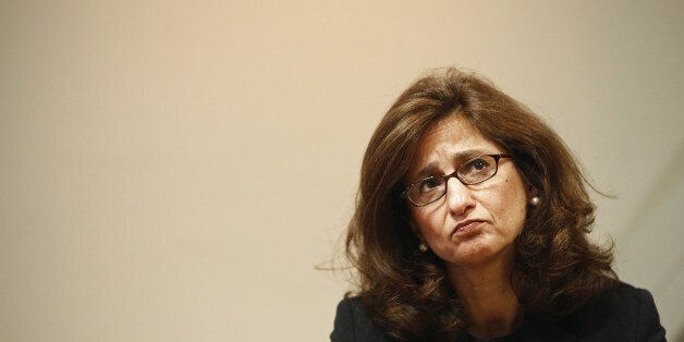 Nemat Shafik, deputy governor for markets and banking at the Bank of England, listens during the bank's quarterly inflation report news conference in London, U.K., on Wednesday, Aug. 13, 2014. Bank of England Governor Mark Carney pledged that Bank of England officials won't rush to raise interest rates as he highlighted overseas risks to Britain's recovery and the weakness of wages. Photographer: Simon Dawson/Bloomberg via Getty Images