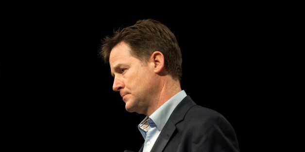 Deputy Prime Minister Nick Clegg MP answers questions from the crowd at a Q&A session during the Liberal Democrat Spring Conference at the Barbican Centre, York.