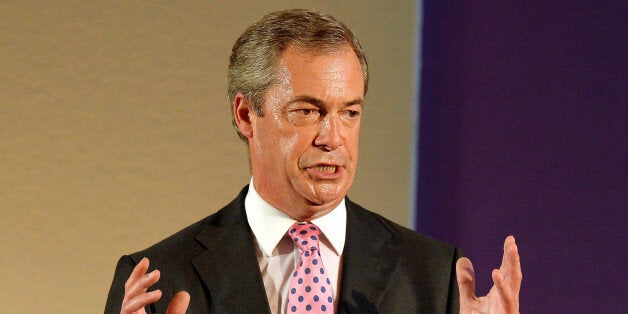 Nigel Farage, the Leader of UKIP (UK Independence Party), during his speech at the UKIP party conference, held at Central Hall in Westminster, London.