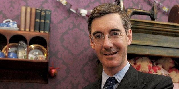 LONDON, ENGLAND - NOVEMBER 03: (EXCLUSIVE COVERAGE) Jacob Rees-Mogg visits the new Bagpuss Pop-up Shop at Whitelys Shopping Centre on November 3, 2011 in London, England. (Photo by Ben Pruchnie/Getty Images)