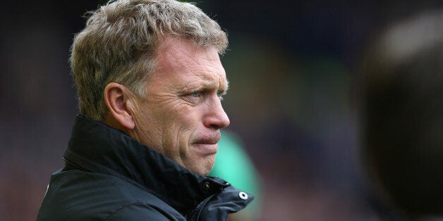 LIVERPOOL, ENGLAND - APRIL 20: David Moyes manager of Manchester United looks on during the Barclays Premier League match between Everton and Manchester United at Goodison Park on April 20, 2014 in Liverpool, England. (Photo by Alex Livesey/Getty Images)