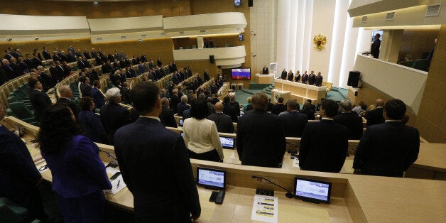 The first meeting of the Russian Federation Council's fall session in the upper house of the Russian parliament in Moscow, Russia on October 01, 2014. (Photo by Nikita Shvetsov/Anadolu Agency/Getty Images)