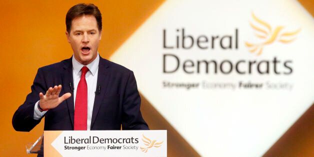 Deputy Prime Minister and leader of the Liberal Democrats Nick Clegg, during his address on day five of the Liberal Democrat autumn conference at the Clyde Auditorium in Glasgow, Scotland.