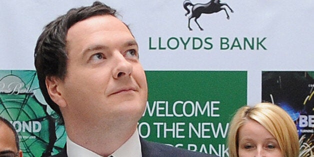 BIRMINGHAM, UNITED KINGDOM - SEPTEMBER 17: Chancellor Of The Exchequer George Osborne addresses staff at Lloyds Contact Centre on September 17, 2013 in Birmingham, United Kingdom. The Chancellor spoke with staff after yesterdays sale of taxpayer-owned shares in Lloyds Banking Group, £3.2 billion worth of shares were bought up by UK and US institutional investors. The sale means a reduction in the Governments stake in Lloyds from 39 per cent to 33 per cent. (Photo by Joe Giddens - WPA Pool/Getty