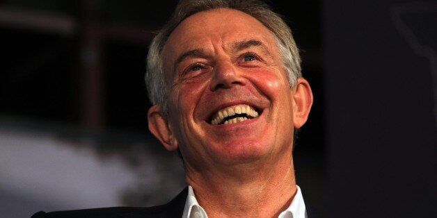 Former Prime Minister Tony Blair is interviewed by political journalist John Rentoul to mark the one-hundredth Mile End group at Queen Mary University of London.
