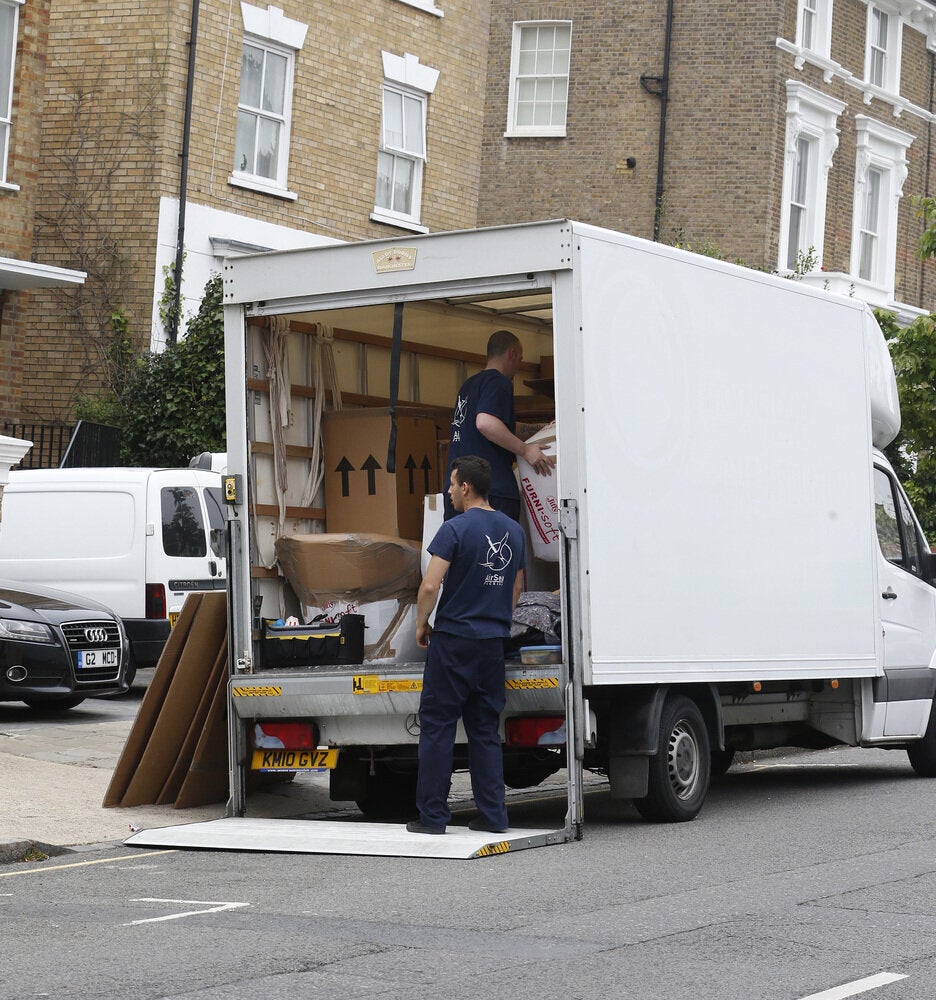 Removal vans at Chris and Gwyneth's house