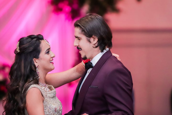 The author and her husband at their wedding reception.