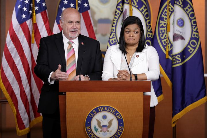 Congressional Progressive Caucus co-chairs Mark Pocan (D-Wis.) and Pramila Jayapal (D-Wash.) fought for parity between defense and non-defense spending. They didn't get it.