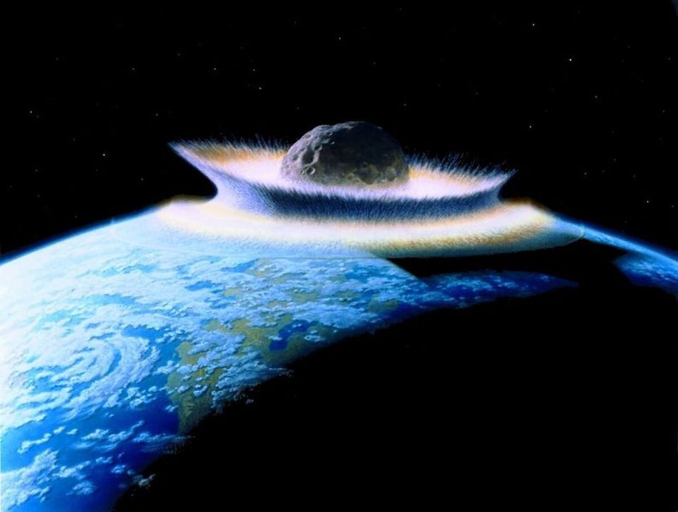Artist's impression of giant planetoid hitting Earth