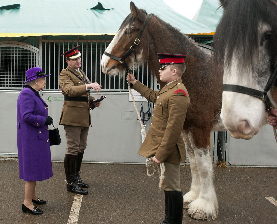 Queen Elizabeth II Meets Members of Household Cavalry at Combermere Barracks