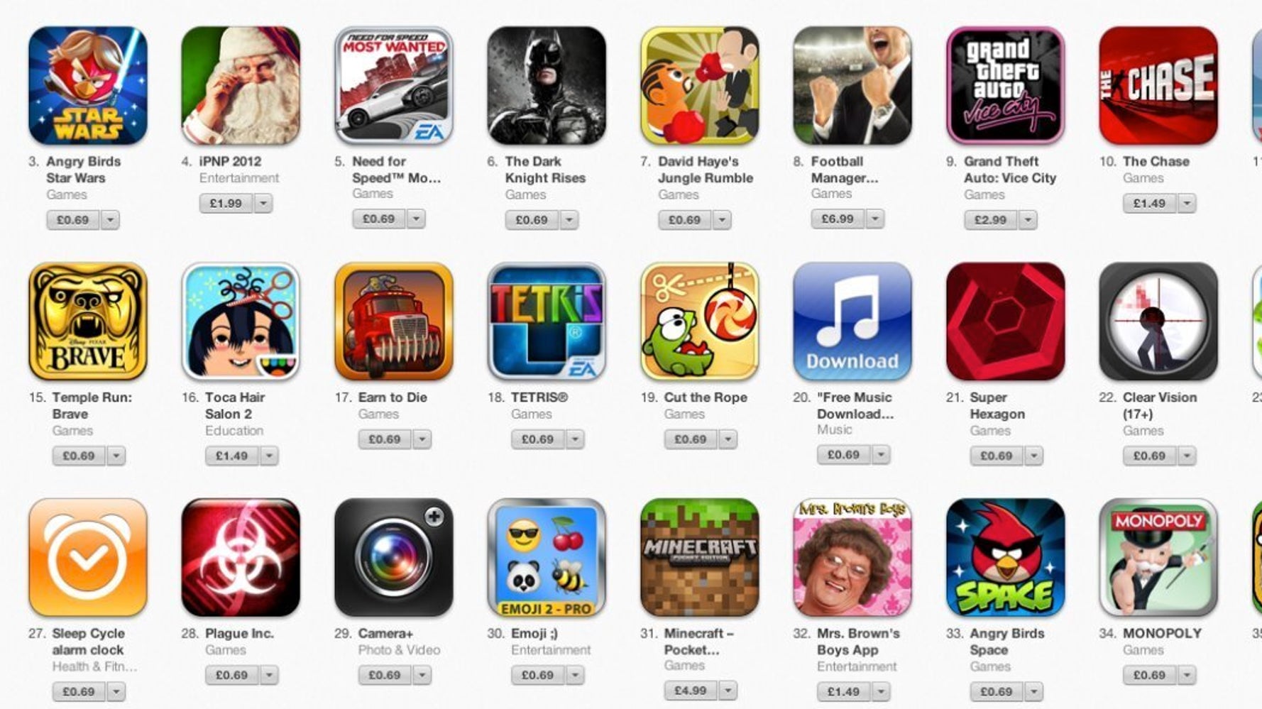 Apple App Store Christmas Sale 2012 FIFA 13, Need For Speed Down To