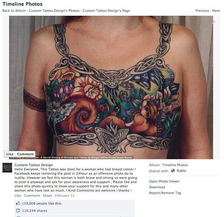 Facebook 'Removes Image Of Breast Cancer Survivor's Double Mastectomy Tattoo Over Nudity Violation'