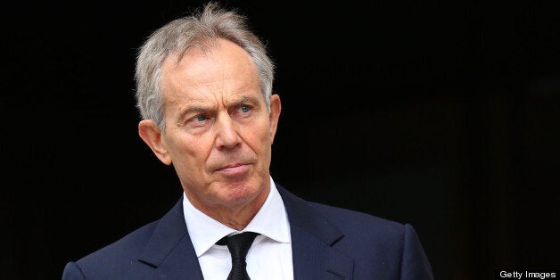 British former prime minister Tony Blair leaves after attending the ceremonial funeral of British former prime minister Margaret Thatcher at St Paul's Cathedral in central London on April 17, 2013. The funeral of Margaret Thatcher took place on April 17, with Queen Elizabeth II leading mourners from around the world in bidding farewell to one of Britain's most influential and divisive prime ministers. AFP PHOTO / POOL / JOHN STILLWELL (Photo credit should read Chris Jackson,Chris Jackson/AFP/Getty Images)