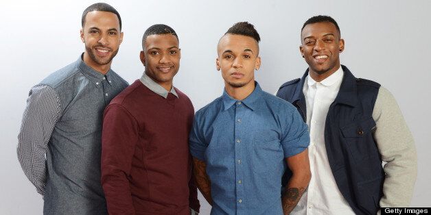 LONDON, ENGLAND - DECEMBER 08: (UK TABLOID NEWSPAPERS OUT) (L-R) Marvin Humes, JB Gill, Aston Merrygold and Ortise Williams of JLS pose for a portrait on December 8, 2012 in London, England. (Photo by Dave Hogan/Getty Images)