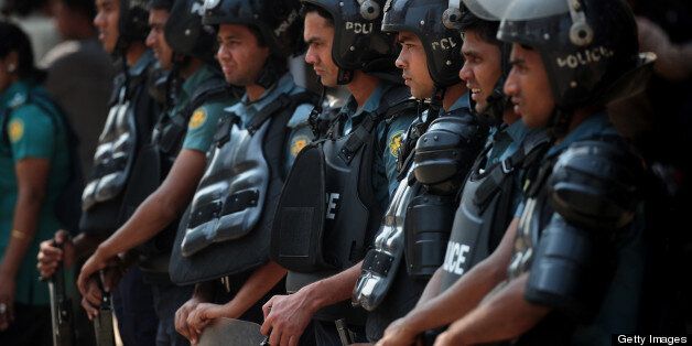 Police were out in force on the streets of Dhaka