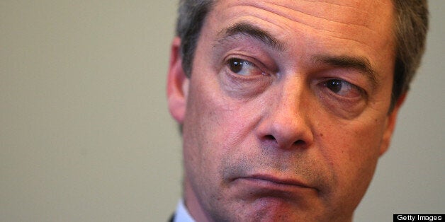 EXETER, ENGLAND - MARCH 23: UKIP party leader Nigel Farage listens to a question during a press conference at the UKIP 2013 Spring Conference being held in the Great Hall, Exeter University on March 23, 2013 in Exeter, England. Buoyed by recent successes including the by election in Eastleigh where they came second, the party is claiming it is the only one with alternative policies and a vote for UKIP is no longer just a protest vote. (Photo by Matt Cardy/Getty Images)