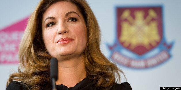 West Ham United Vice Chairman Karren Brady listens to a question during a press conference in east London to announce the new deal between Newham council and West Ham United football club on March 22, 2013. The stadium built for the London 2012 Olympic summer games has had its future secured in a deal where the English Premier League team West Ham United will have a 99 year lease to use the stadium starting in 2016. AFP PHOTO/LEON NEAL (Photo credit should read LEON NEAL/AFP/Getty Images)
