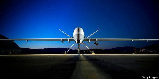 June 19, 2008 - An MQ-9 Reaper sits on the flightline at Creech Air Force Base, Nevada. The Reaper is capable of carrying both precision-guided bombs and air-to-ground missiles.