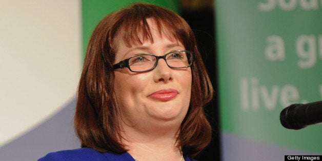 SOUTH SHIELDS, ENGLAND - MAY 02: A tearfull Emma Lewell-Buck of the Labour Party speaks after winning the South Shields byelection in the early hours on May 3, 2013 in South Shields, England. The byelection was called following the resignation of the former Foreign Secretary David Miliband. (Photo by Ian Forsyth/Getty Images)