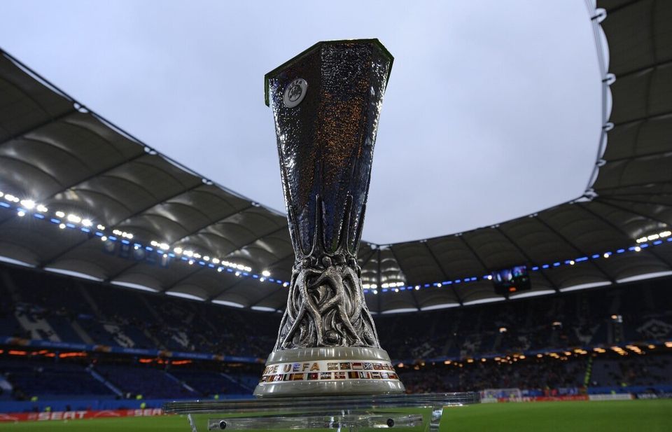 The UEFA Europa League trophy is on disp
