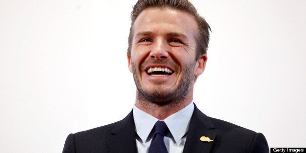 BEIJING, CHINA - MARCH 24: (CHINA OUT) British football player David Beckham speaks during his visit to Peking University on March 24, 2013 in Beijing, China. David Beckham is on a five-day visit to China at the invitation of the China Football Association as China's first international ambassador. (Photo by ChinaFotoPress/ChinaFotoPress via Getty Images)