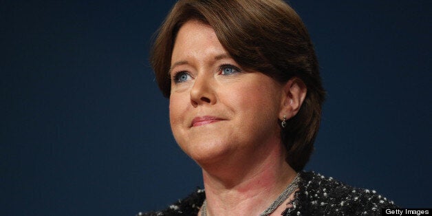 BIRMINGHAM, ENGLAND - OCTOBER 10: Maria Miller, Secretary of State for Culture, Media and Sport, delivers her speech to delegates on the last day of the Conservative party conference, in the International Convention Centre on October 10, 2012 in Birmingham, England. In his speech to close the annual, four-day Conservative party conference, Prime Minister David Cameron stated 'I'm not here to defend priviledge, I'm here to spread it'. (Photo by Oli Scarff/Getty Images)