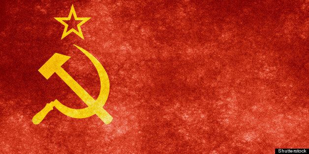 grungy soviet flag on vintage...