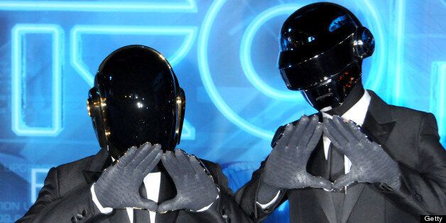 HOLLYWOOD, CA- DECEMBER 11: Daft Punk arrives at the World Premiere of 'TRON: Legacy' at the El Capitan Theatre on December 11, 2010 in Hollywood, California. (Photo by Gregg DeGuire/FilmMagic)