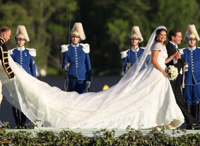 The wedding dress of Princess Madeleine of Sweden designed by