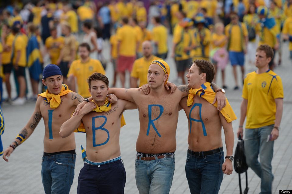 Swedish fans arrive for the Euro 2012 ch