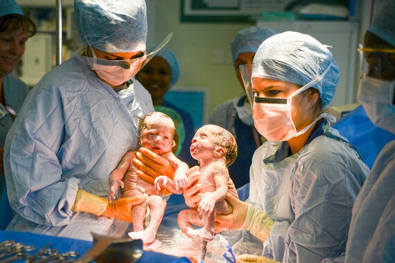 newborn twin babies in hospital