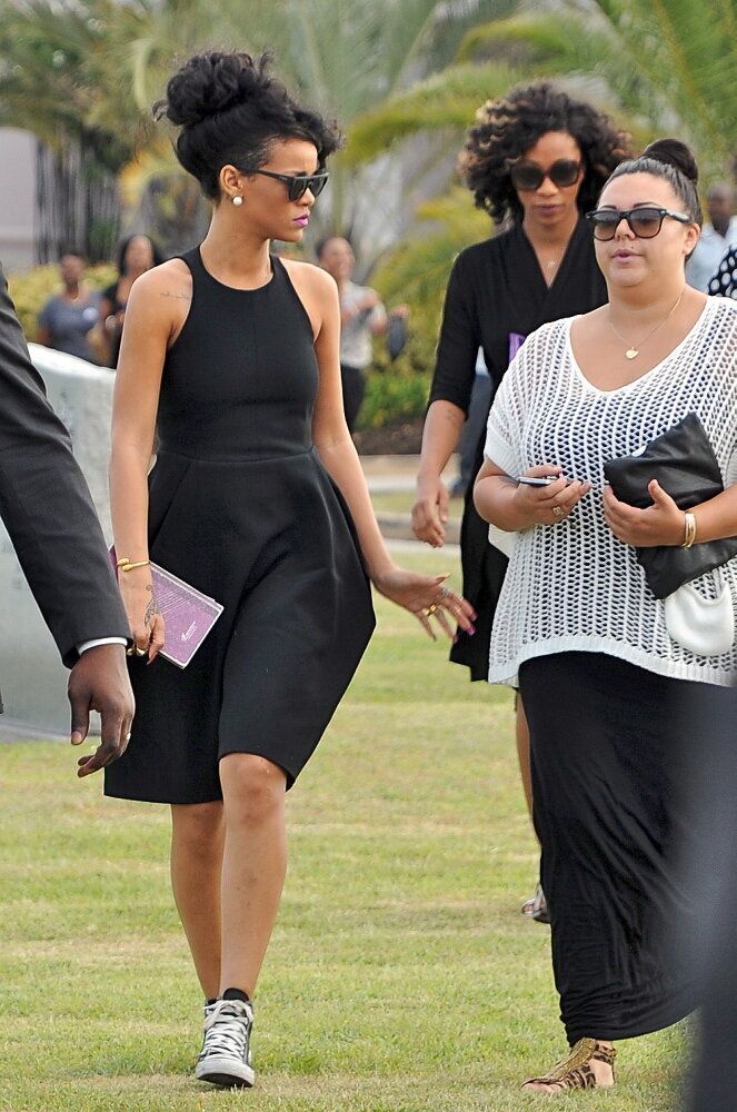 Rihanna attends her Grandmother's funeral