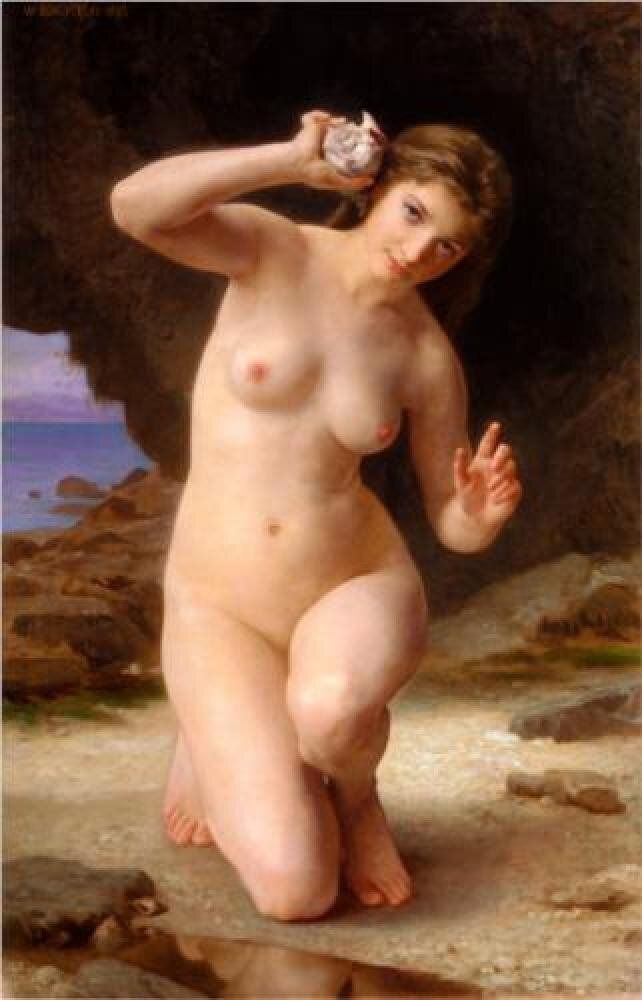 100 - Woman with Shell Femme au Coquillage, William-Adolphe Bouguereau