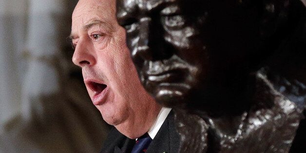 WASHINGTON, DC - OCTOBER 30: British Member of Parliament Nicholas Soames, grandson of former British Prime Minister Winston Churchill, speaks during a dedication ceremony for a bust of Churchill in Statuary Hall of the U.S. Capitol October 30, 2013 in Washington, DC. The bust was authorized and passed by the House of Representatives shortly before the 70th anniversary of Churchill's wartime address to a joint meeting of Congress. (Photo by Win McNamee/Getty Images)