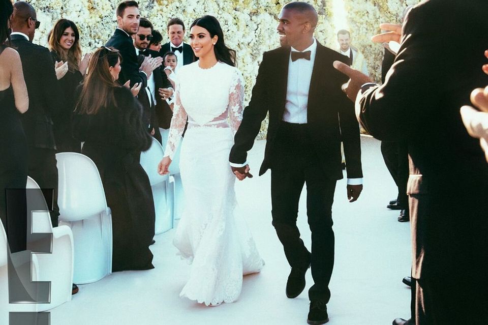 Kim Kardashian and Kanye West as newlyweds.