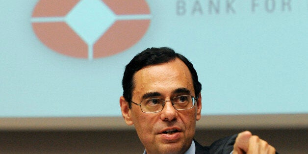 Jaime Caruana, general manager of the BIS (Bank for International Settlements), delivers a speech at a press conference during the Bank's Annual General Meeting in Basel on June 28, 2010. AFP PHOTO / SEBASTIEN BOZON (Photo credit should read SEBASTIEN BOZON/AFP/Getty Images)