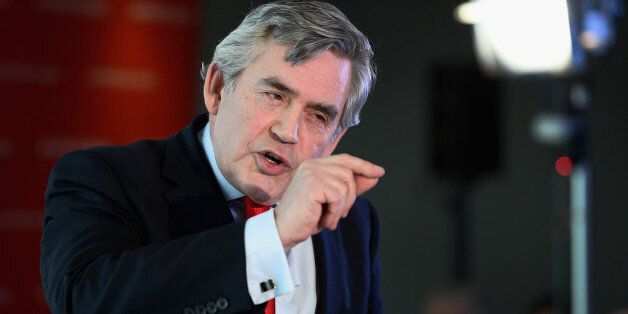 EDINBURGH, SCOTLAND - FEBRUARY 02: Former UK Prime Minister Gordon Brown joins Scottish Labour leader Jim Murphy as they outlined their welfare powers for Scotland on February 2, 2015 in Edinburgh,Scotland. They announced in an address to Labour partry supporters that they would build upon the vow which was signed by the main Westminster parties two days before the Scottish independence referendum. (Photo by Jeff J Mitchell/Getty Images)