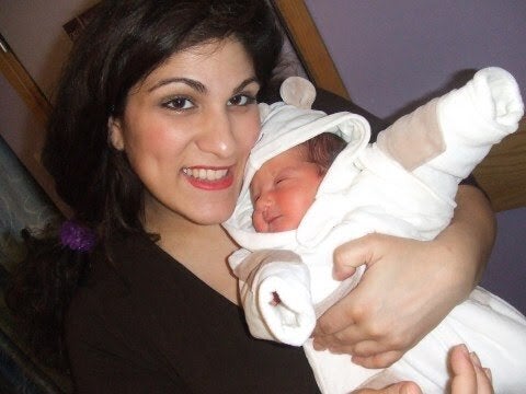 Vicki Psarias after the birth of her first child. 